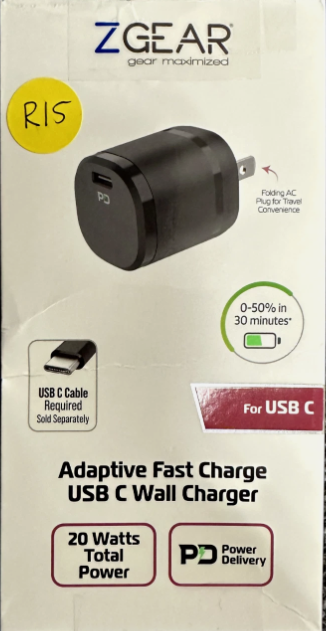 Z Gear USB-C Adaptive Fast Charge Wall Charger 20 Watts