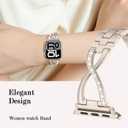Metal Bands Compatible with Apple Watch Band for Women 38mm 40mm 41mm 42mm 44mm 45mm 46mm 49mm, Bling Dressy X-Shape Bracelet for iWatch Ultra SE Series 11 10 9 8 7 6 5 4 3 (Starlight)
