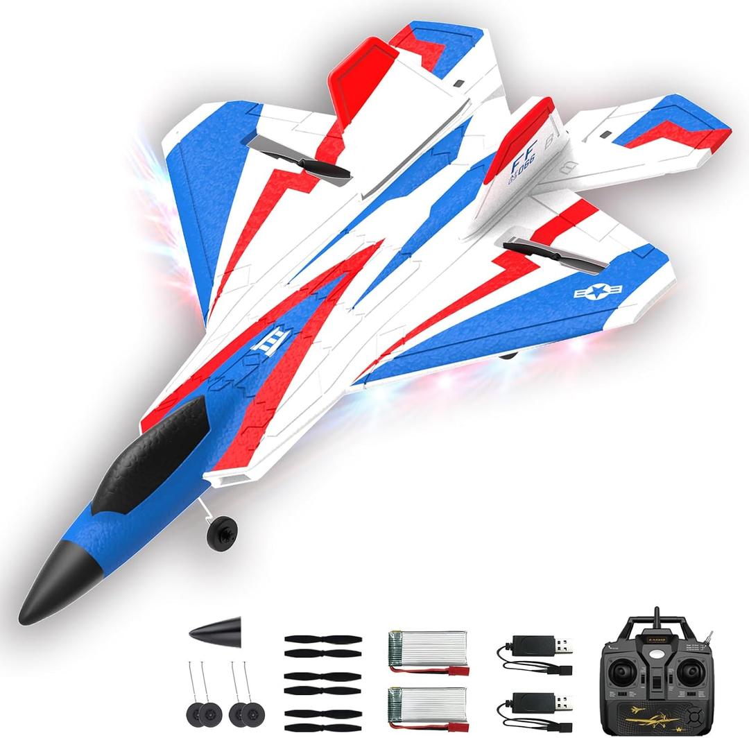 F22 Raptor RC Plane 4 Channel with 6-Axis Gyro Stabilizer for Beginner, 19" X 14"