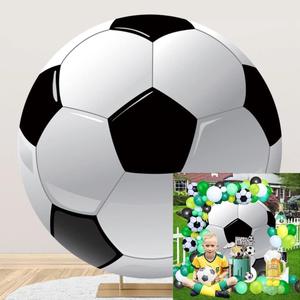 Soccer Round Backdrop Cover 7.2ft,Sports Theme Arch Backdrop for Party&Photography Birthday Decoration,Soccer Field Football Lovers Fans Children Birthday Party Circle Background Event Banner