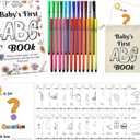 Geelin 51 Pcs Fun Baby Shower Game Kit Baby Shower Activities Favors Decorations First Abc Book Sign 26 Alphabet a to Z Coloring Card with 24 Watercolor Pen Storage Bag for Party(Wildflowers)