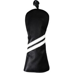Vintage Golf Club Head Covers for Driver, Fairway Woods and Hybrids Classic Stripes Style Synthetic PU Leather Headcover with Number Tag