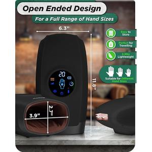 Lunix LX7 Touchscreen Electric Hand Massager with Compression and Heat, Pressure Point Therapy for Arthritis, Pain Relief, and Carpal Tunnel, Shiatsu Massage Machine, with Hand Warmer, Black
