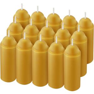 15 Pcs 15H Natural Beeswax Candles for Candle Lanterns, Emergency Candle for Outdoor Survival, Smokeless Long Lasting Bougie for Home Power Outages, Emergency, Survival(Yellow,Beeswax)
