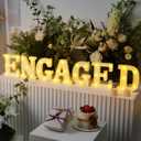 Honoson 7 Pcs Engaged LED Letter Lights Sign Wedding Bridal Shower LED Neon Sign Engaged Marquee Lights Table Decoration for Wedding Engagement Party Decor