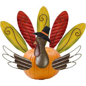 FORUP Pumpkin Turkey Making Kit, Metal Thanksgiving DIY Pumpkin, Poke into Pumpkin, Thanksgiving Pumpkin Decoration for Autumn Fall Thanksgiving Harvest Home Dcor