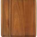 2 PCS 13 x 9 in Solid Acacia Wood Serving Trays Rectangular Wooden Serving Platters Natural Wooden Boards for Bar Coffee Party (Brown)