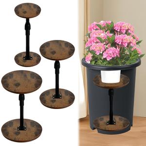 3 Pack Adjustable Height Planter Inserts, 10.2-18.9 Inch Wooden Fillers Risers for Inside Pots, Iron Lift Inserts Flower Display Stand for Planter (5.9" 7.87" 9.84" Base)