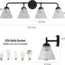 Modern Black Bathroom Vanity Light, 4-Light Wall Sconce with Clear Ribbed Glass Shades, Farmhouse Industrial Light Fixture for Bathroom, Vanity Mirror, Powder Room, Hallway (black, Powder Coated, 4)