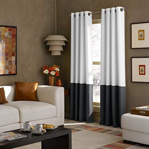 Curtainworks Kendall Color Block Grommet Curtain Panel, 120 inch, White