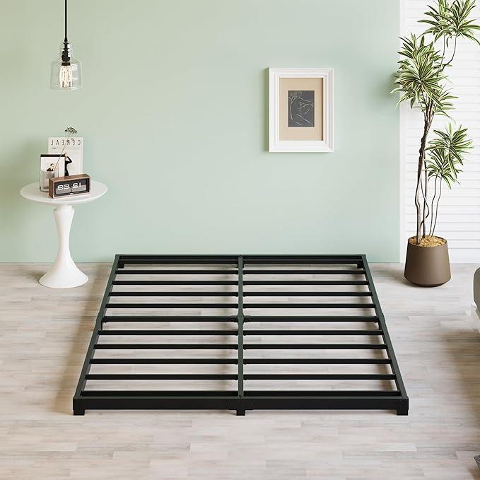 3 Inch Low Full Size Bed Frame Heavy Duty Metal Platform, No Box Spring Needed, Easy Assembly Mattress Foundation, No Noise, Black