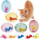 Jecery 5 Pcs Cat Spring Balls Toys Stretchable Rolling Balls Colorful Playful Coils Interactive Action Toy Caged Rats for Kitten Pet Supplies (Mouse,Bright Color)