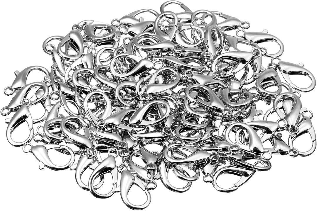 Syhood 100 Pcs Lobster Claw Clasp 0.91x0.47 Inch Large Lobster Claw Clasp Necklace Bracelet Fastener Hook DIY Jewelry Finding(2.3 x 1.3 Cm/ 0.91 x 0.47 Inch,Silver)