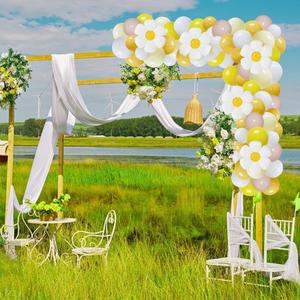 130pcs Daisy Balloon Arch Garland Kit, Pink, Yellow, Light, Orange, White, Gold Balloons with Daisy Shaped Flower for Birthday Party Decor