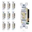 Faith Ivory 3-Way Toggle Light Switch (10-Pack) | 3-Way Standard Wall Switch for Lights | 120V 15 Amp Toggle Switch with Grounding Screw
