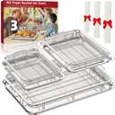 Air Fryer Basket for Oven, 3 Set Stainless Steel Oven Air Fryer Basket and Tray with 90 PCS Parchment Papers, OPENICE Air Fryer Pans and Crisper Tray - 18.7" x 12.8", 15.6" 11.6" & 12.8" 9.6"