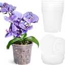 TRUEDAYS 6 Pack Orchid Pot with Saucers, 6 Inch Clear Orchid Pots with Holes, Plastic Planter with Trays, Breathable Slotted Orchids Planters for Indoor Outdoor Plants (6Inch-6Pack with 6 Saucers)