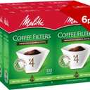 Melitta #4 Cone Coffee Filters, White, 100 Count (Pack Of 6), 600 Total Filters - Fits all 8-12 Cup Cone Coffee Makers and Pour-Overs, Compostable, Tear-Resistant, Made in USA