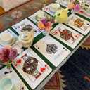 12 Pcs Wonderland Tea Party Decoration Poker Casino Placemats Party Game Table Non Slip Cup Mats for Dining Kitchen Birthday Baby Shower Decor Supplies