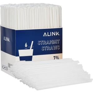 ALINK 500-Pack Clear Plastic Drinking Straws, Individually Wrapped Plastic Disposable Straight Party Straws - 7.75" x 0.23"