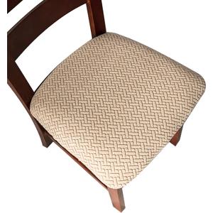 Genina Seat Covers for Dining Room Chair Seat Slipcovers Kitchen Chair Covers (Khaki, 4 Pcs)