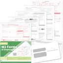 W2 Forms 2025,W2 Tax Forms 2025 with Envelopes,6 Part W2 Tax Forms 2025,25 Employee Kit of Laser Forms with 3 W-3 Transmittal,25 Self Seal Envelopes Included
