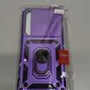 Janmitta Compatible with Samsung Galaxy S25 Plus/S24 Plus Case Built in Slide Camera Lens Cover+Screen Protector+Finger Ring Holder Kickstand,Heavy Duty Shockproof Full Body Phone Cover,Purple