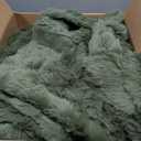 Lotus Karen Fuzzy Fluffy King Size Comforter Comforter Set - Rabbit Fluff Faux Fur Duvet Cover King Dark Green Plush Fuzzy Furry Bedding Sets 3Pieces(1 Duvet Cover & 2 Pillow Shams) Zipper