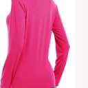 PRIMODA Women's V Neck Long Sleeve Shirts Classic Loose Fit T Shirt Top (Pink, M)