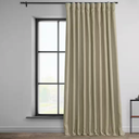 Thatched Tan Beige Faux Linen Extra Wide Room Darkening Rod Pocket Curtain, 42x84 Inch