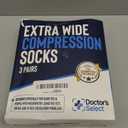 Doctor's Select 3 Pairs Plus Size Compression Socks Wide Calf - Up to 6XL | 20-30 mmHg Compression Socks for Women Wide Calf | Soreness Support | Black, Gray, Navy (XX-Large)