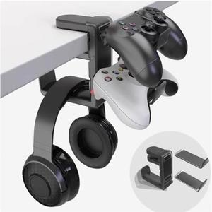 Rotating Headphone Hanger Desk Headphone Stand Gaming Headset Stand,360 Degree Rotation Clamp-on Headphone Holder for Gaming PC Accessories (Black 1)