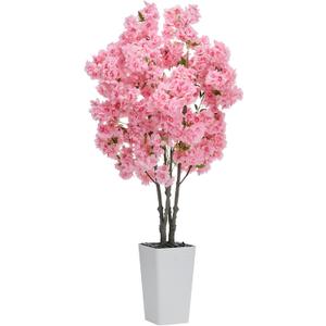 Artificial Cherry Blossom Tree, 5FT Fake Plants Indoor, Faux Pink Sakura Flowers Blooming Tree in Pot, Artificial Trees Silk Plant for House Bedroom Living Room Office Entryway Porch Decor