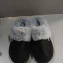 NineCiFun Women's and Men's Memory Foam House Slippers, Faux Fur Lined Indoor Fuzzy Slippers with No-slip Sole, Slip on Suede Home Shoes, Warm Winter Gift for Women & Men (7-8 Women/6-6.5 Men, Black)