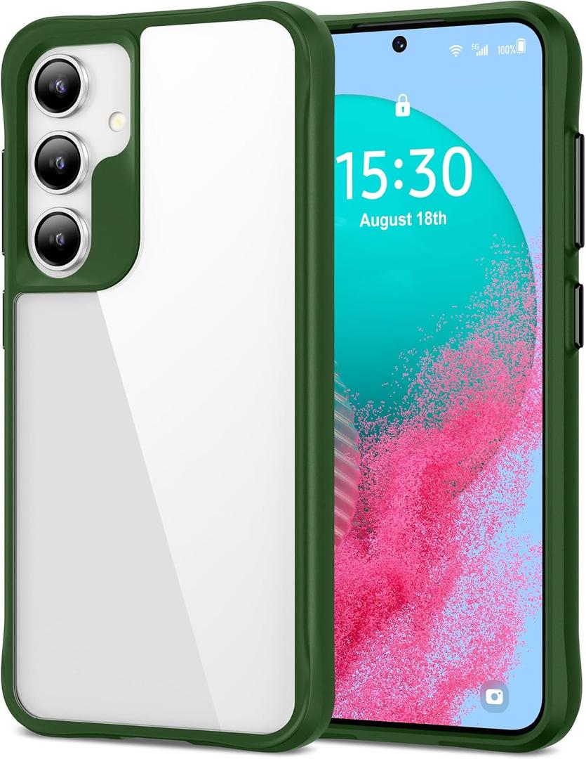 HOOMIL Case for Samsung Galaxy S24+ Plus 6.7-Inch, Non-Yellowing, Drop Protection, Anti-Scratch Transparent Hard Back Phone Cover - Green