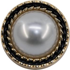 20 pcs Sun Swirl Faux Pearl Black Enamel Metal Shank Sewing Coat Buttons -25mm -1"