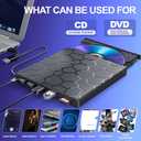 BPAKDU External CD/DVD Drive for Laptop, DVD Player for Laptop, 8 in 1 USB 3.0 Ultra-Slim Portable, CD Burner External Disk Drive Optical Compatible with Desktop Mac,Windows 11/10/8/7 Linux