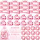 48 Pcs Pink Hair Claw Clips Set Hair Clips Scrunchies Bridesmaid Proposal Gifts Bulk for Women Bachelorette Wedding Party Favors