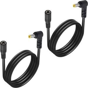 2PCS 3FT 18AWG Right Angle DC5525 Power Extension Cable, 5.5mm x 2.5mm 90 Degree Male to Female Plug Power Cord for CCTV Security Camera,DVR,LED Strip Light Power Supply Replacement