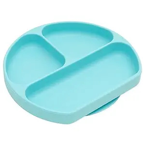 Bumkins Silicone Grip Dish, Suction Plate, Divided Plate, Baby Toddler Plate, BPA Free, Microwave Dishwasher Safe , BlueGD, 1 Count