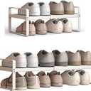 Expandable 1-Tier Metal Shoe Rack (H:7"), Adjustable Width 14.9"23.6", Heavy-Duty Free-Standing Shoe Shelf for Closet, Entryway & Small Spaces Single Pack