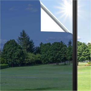 Haton Window Privacy Film One Way Window Tint for Home, Sun UV Blocking Heat Control Reflective Mirror Tinting Film See Out Not in Office Door Coverings, Blue-Silver 17.5" x 78.7"