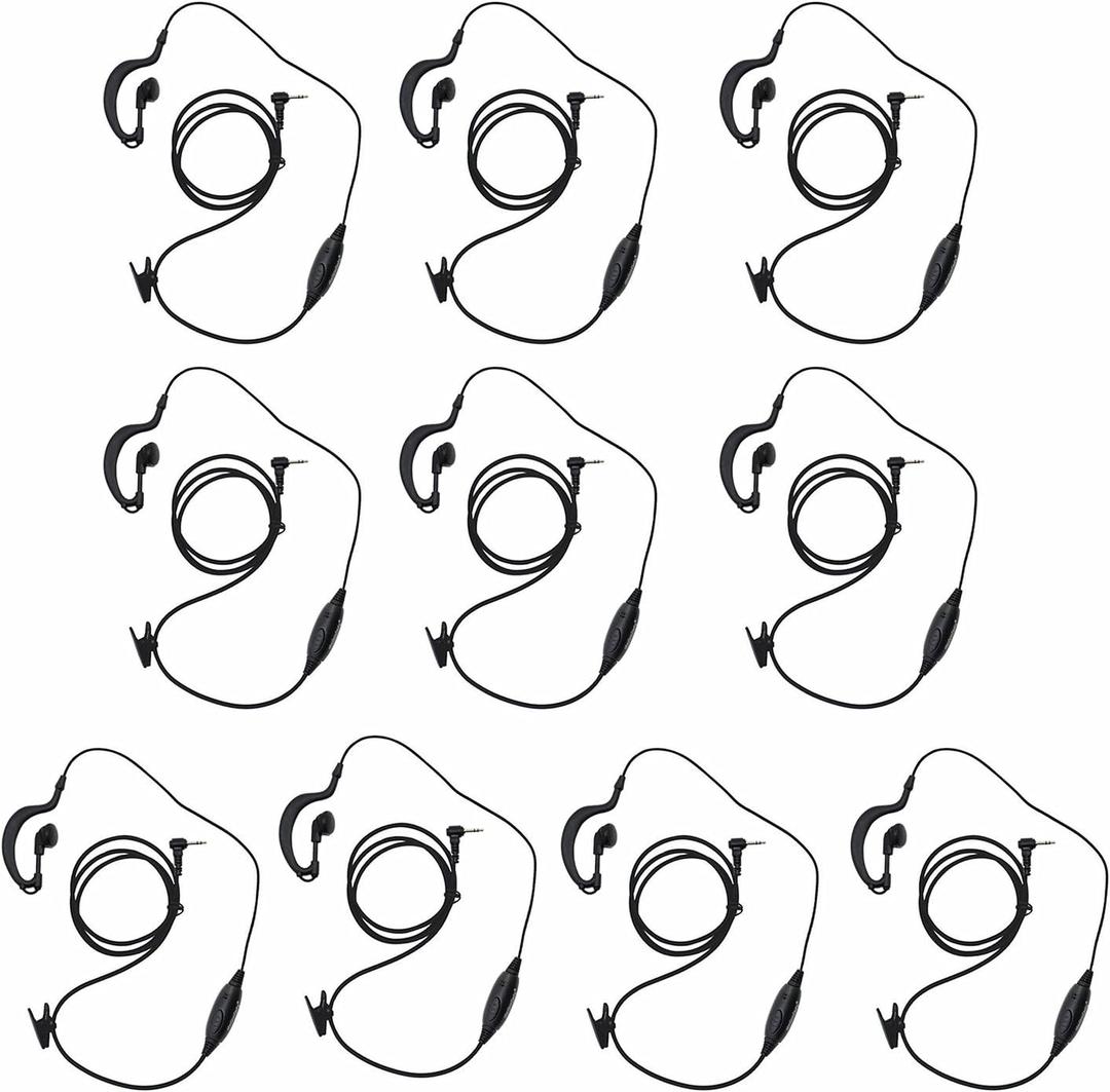 abcGoodefg 1 Pin 2.5MM Walkie Talkie Earpiece with Mic, G Shape Ear Piece for Police Radios Law Enforcement Compatible with Motorola MH230R MH230TPR MR350R MS350R (10 Pack)