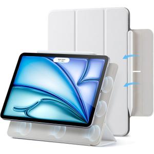 ESR for iPad Air 11 Inch Case M4/M3/M2 (2026/2025/2024), iPad Air 5th/4th Gen (2022/2020), Powerful Magnetic Attachment, Slim Trifold Stand Case, Auto Wake/Sleep, Durable Protection, White