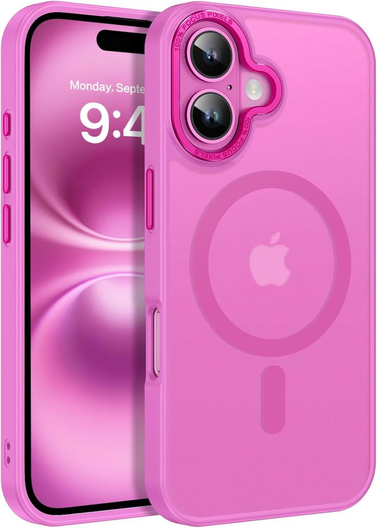 BENTOBEN Compatible with iPhone 16 Plus Case for Magnetic iPhone 16 Plus Phone Case [Compatible with Magsafe] Slim Translucent Matte Shockproof Bumper Drop Protection Girl Women Boy Cover, New Pink
