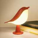 Small Desk Lamp, Bird Bedside Light with 3 Color Temperature and Touch Sensor, Cordless Kids Night Light, Rechargeable Battery for Bedroom Nightstand Table - Red