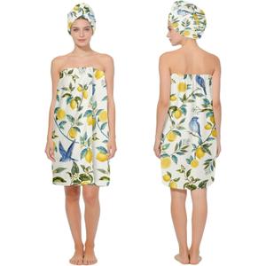 Absorbent Bath Towel Wrap Set for Women, Hummingbird Lemon Print Towel Wrap After Shower, Microfiber Shower Robe Body Towel Wraps for Women, Quick Dry Hair Towels Wraps for Spa Hotel Beach Girl