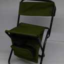 LEADALLWAY Fishing Chair with Cooler Bag Compact Fishing Stool Foldable Camping Chair (Green)