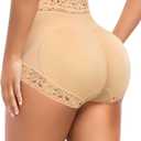 DERCA Butt Lifting Panties Padded Underwear for Women Booty Pads Butt Enhancer Lace Shapewear Panty (Beige, XL)