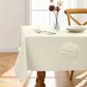 Pureegg Rectangle Linen Tablecloth Waterproof & Stain Resistant, Wrinkle-Free Table Cloth Adds Elegance and Protection, Ideal for Dining, Party, Wedding and Outdoor, 60 x 84 Inch, Cream, Ivory